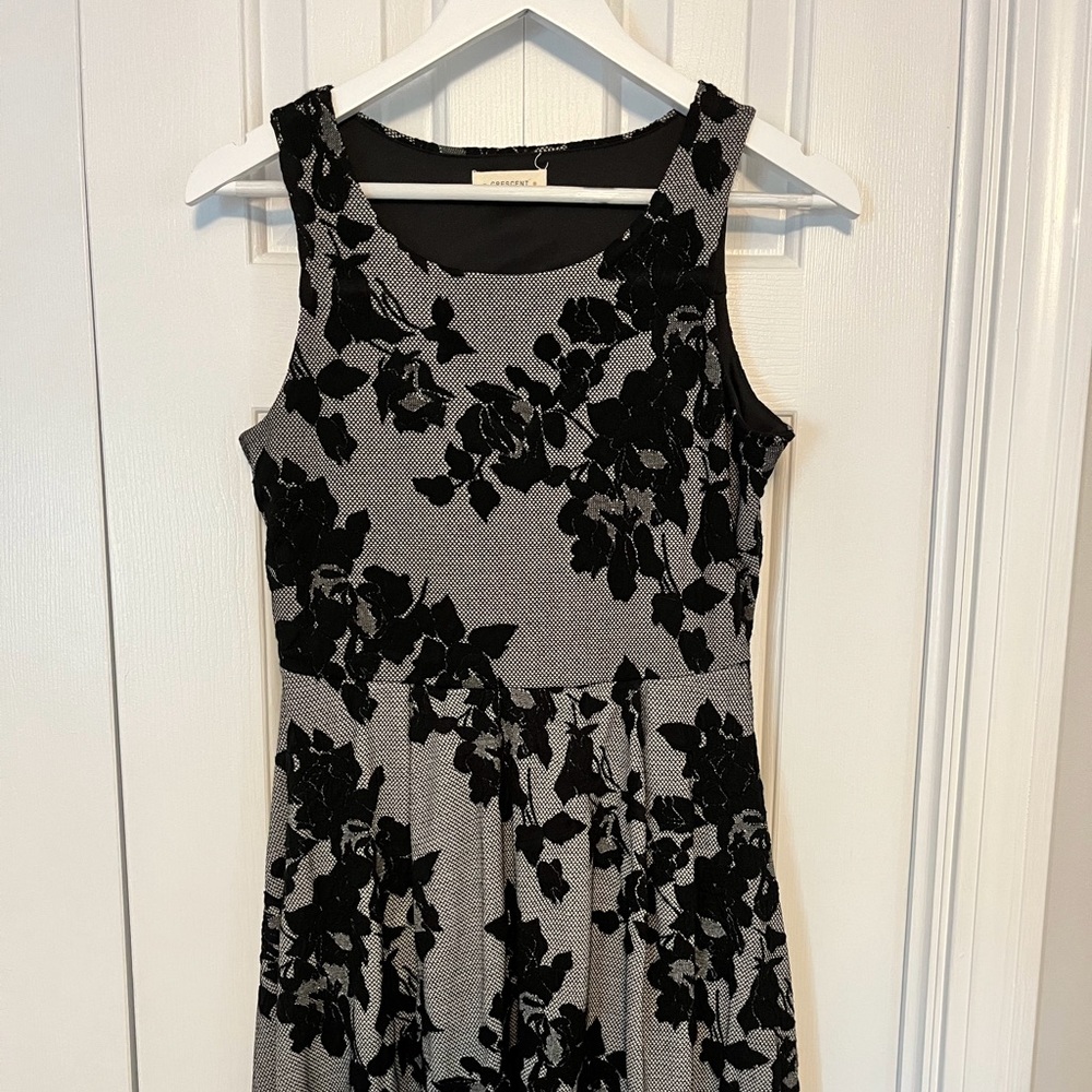 Gray/black fit and flare dress